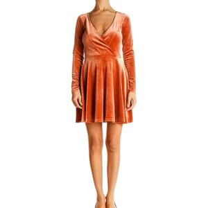 Kimichi Blue Orange Velour Textured Cocktail Dress Size XL